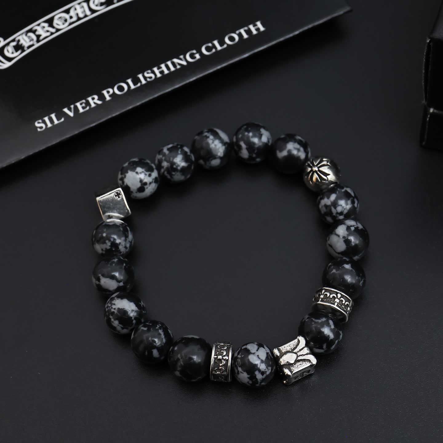 Chrome Hearts Beaded Bracelet with Silver Accents